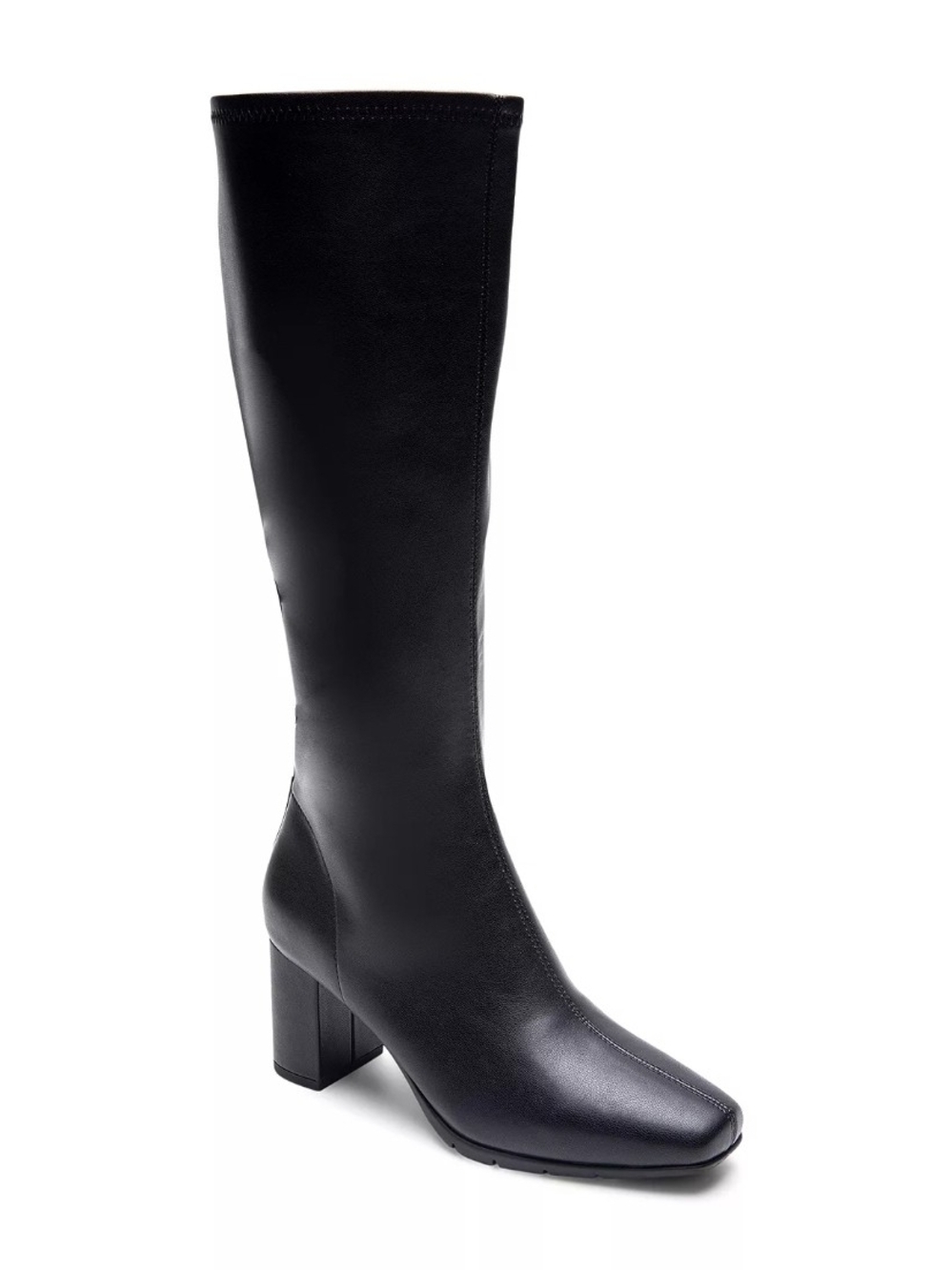 Ladies Black Knee-High Block Heel Boot